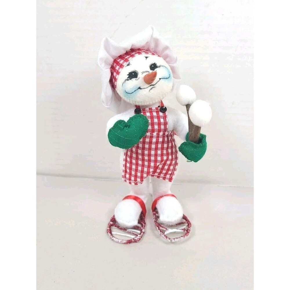 Rare Vintage Annalee 6" Snowshoe Chef Snowman Roasting Marshmallows 2004